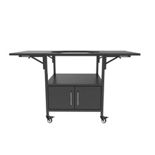 Load image into Gallery viewer, Outdoor Grill Table For Big Egg Style Bbq Metal Grill Cart With 2 Folding Panels Metal - Black

