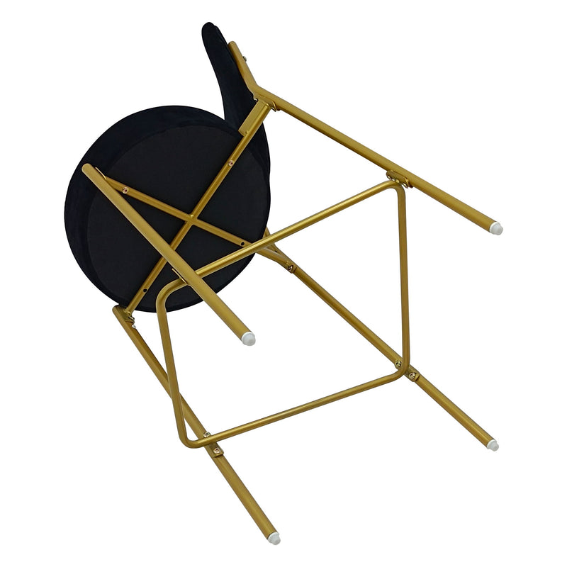 Velvet Metal Low Back Bar Height Bar Chairs (Set of 2) - Black / Gold