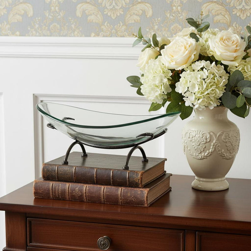 Oval Decorative Bowl With Stand - Clear / Clear