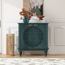 Load image into Gallery viewer, Hollow Carved 2 Door Accent Cabinet With Adjustable Shelf, Sideboard Buffet For Entryway, Living Room Or Bedroom - Blackish Green
