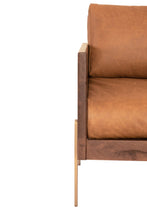 Load image into Gallery viewer, Top Grain Leather And Gold Arm Chair - Carmel Brown
