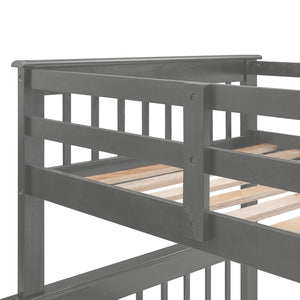 Stairway Twin-Over-Full Bunk Bed with Drawer, Storage and Guard Rail for Bedroom, Dorm, for Adults, Gray color(Old SKU: LP000219AAE)