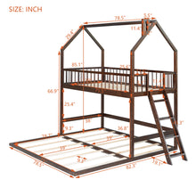 Load image into Gallery viewer, Twin Over Twin-Twin House Bunk Bed with Extending Trundle and Ladder
