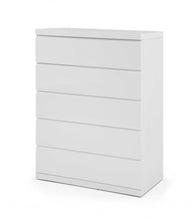 Load image into Gallery viewer, 36 X 20 X 47 Gloss Stainless Steel 5 Drawer Chest - White
