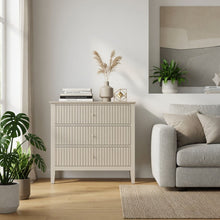 Load image into Gallery viewer, Fluted 3 Drawer Nightstand With Soft Close Slides
