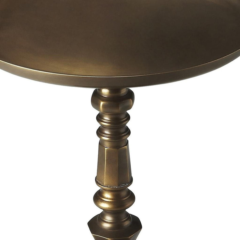 24" Metal Round Pedestal End Table - Bronze
