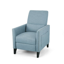 Load image into Gallery viewer, Repose Upholstered Recliner Chair With Nailhead Trim And Side Pocket - Light Blue
