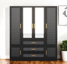 Load image into Gallery viewer, 71" Carved Geometric Mirro Six Door Three Drawer Combo Dresser - Gold And Gray
