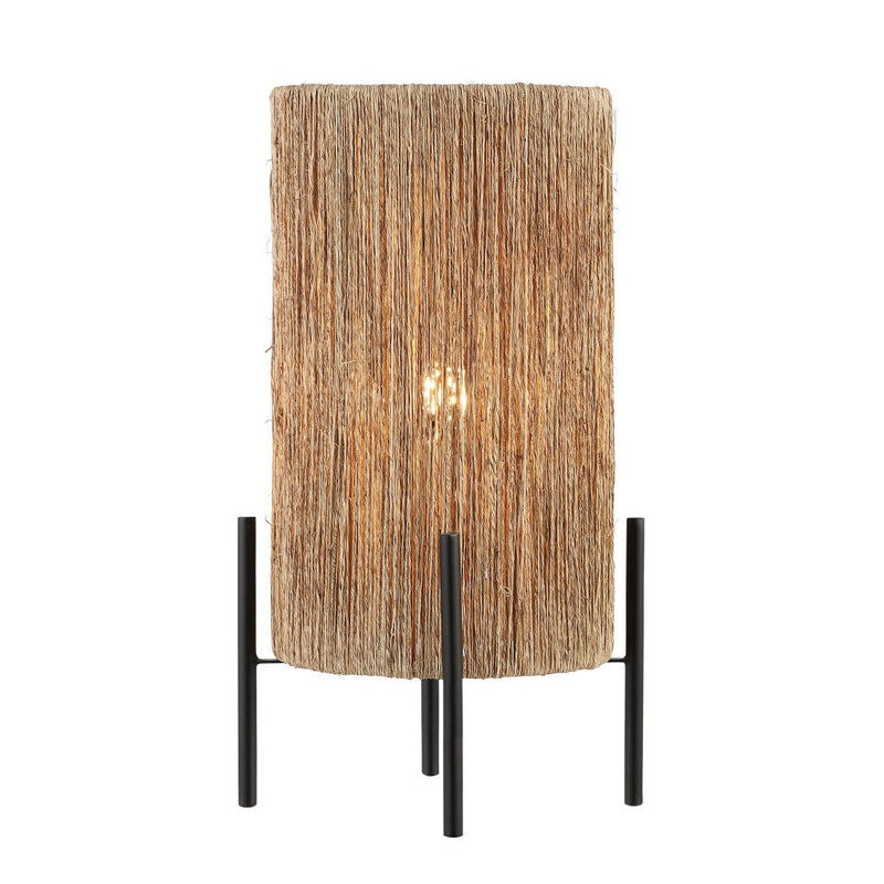 Table Lamp With Cylinder Shade - Light Brown