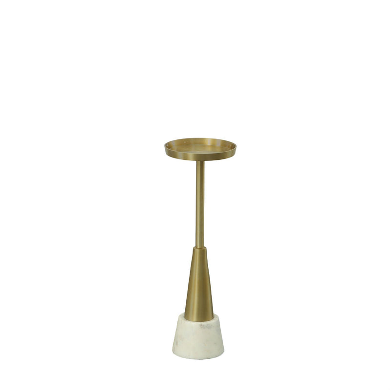 24" Metal Round Pedestal End Table - Antiqued Gold