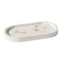 Load image into Gallery viewer, Resin Handmade Oval Trinket Tray - White / Gold
