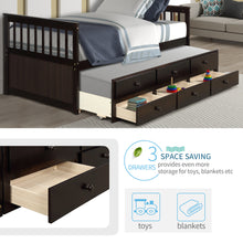 Load image into Gallery viewer, TOPMAX Captain&#39;s Bed Twin Daybed with Trundle Bed and Storage Drawers, Espresso
