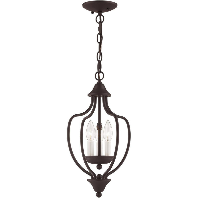 17'' Three Light Dimmable Chandelier With Shades - Bronze