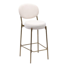 Load image into Gallery viewer, Velvet Metal Low Back Bar Height Bar Chairs (Set of 2) - White / Gold
