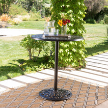 Load image into Gallery viewer, Elegant Cast Aluminum Round Bar Table With Romantic Filigree Design - Copper
