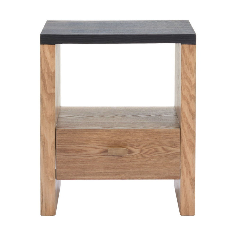 Pedestal End Table With Drawer - Black