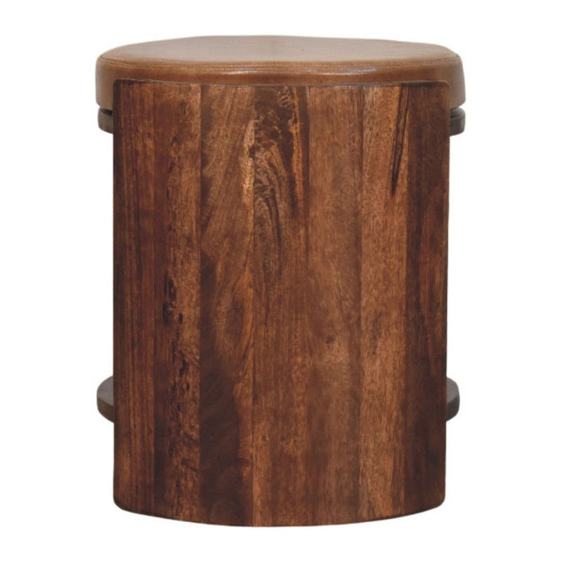Leather Round Footstool (723461) - Brown