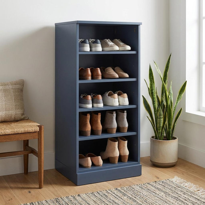 Ten Pair Solid Woodshoe Storage Cabinet (752052) - French Blue