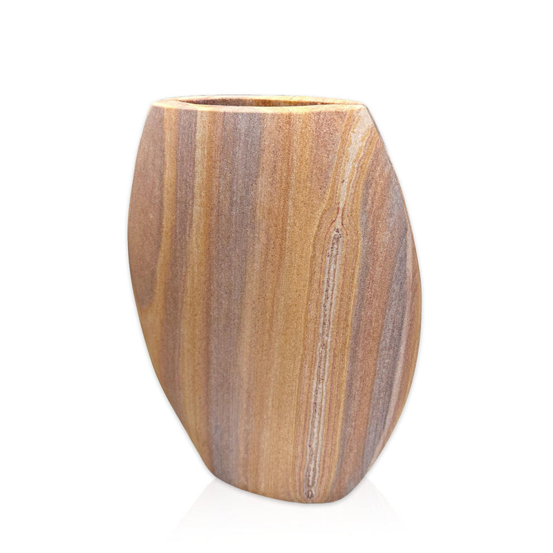 Stoneware Oval Table Vase - Taupe