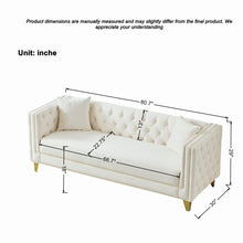 Load image into Gallery viewer, 3 And 3 Seater Deep Seat Sofa With Button Nailhead And Square Arm Design - Beige
