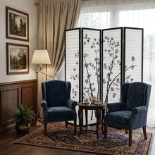 Load image into Gallery viewer, Folding Four Panel Screen Room Divider (469144) - Black / White
