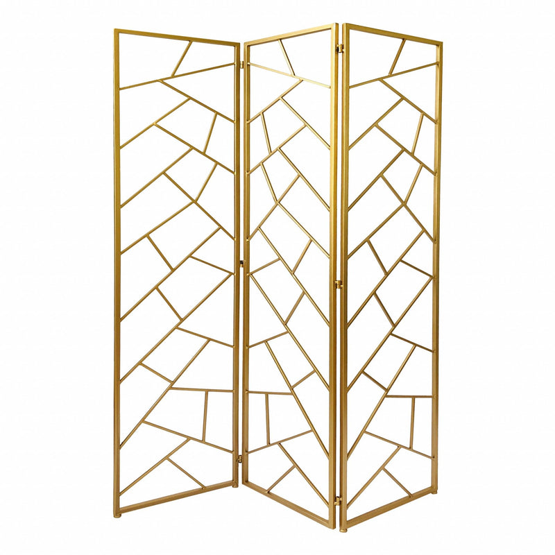 Ironfolding Three Panel Screen Room Divider - Gold