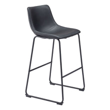 Load image into Gallery viewer, 29" Transitional Faux Leather And Steel Counter Height Bar Chairs (Set of 2) - Black
