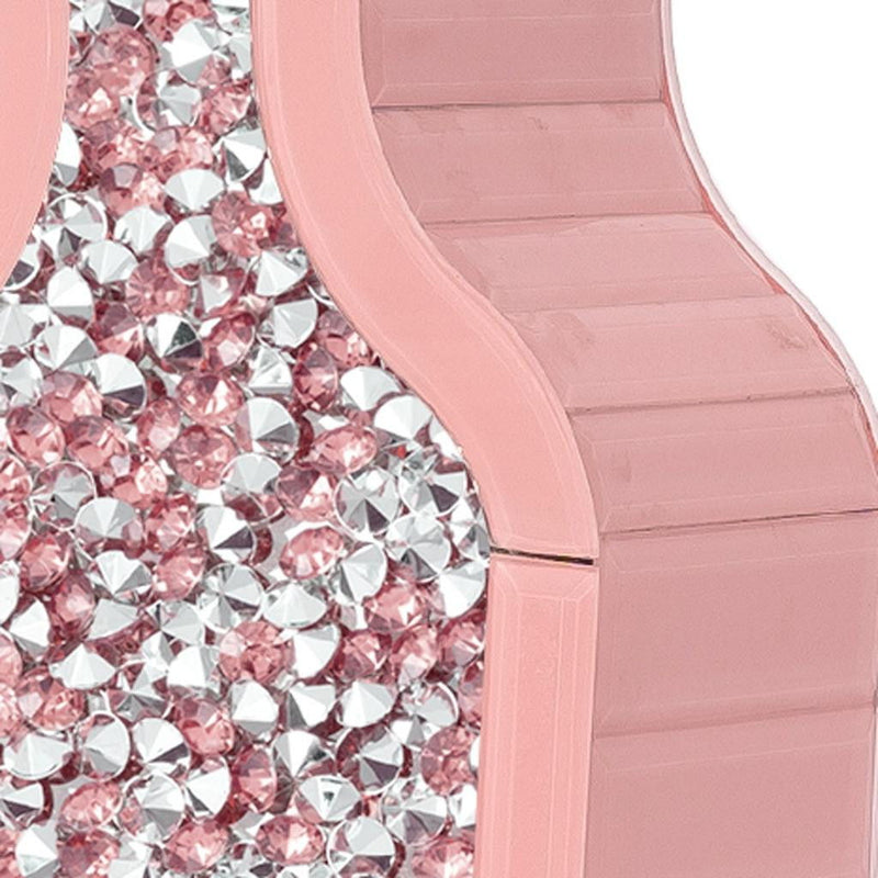Mirrored Floor Vase With Faux Crystals - Pink