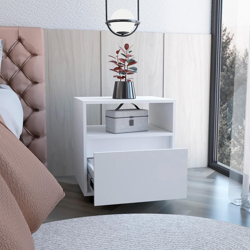 Wood One Drawer Nightstand (518157) - White