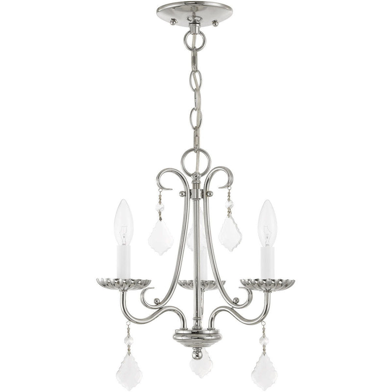 15" Three Light Dimmable Chandelier With Shades - Silver