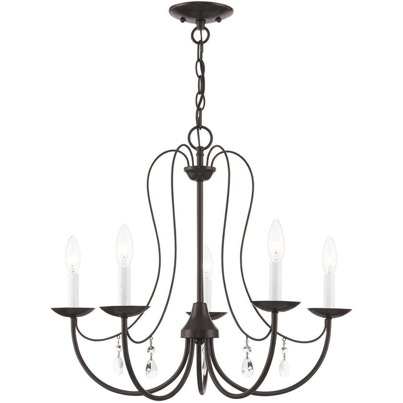 20'' Five Light Dimmable Chandelier With Shades - Bronze