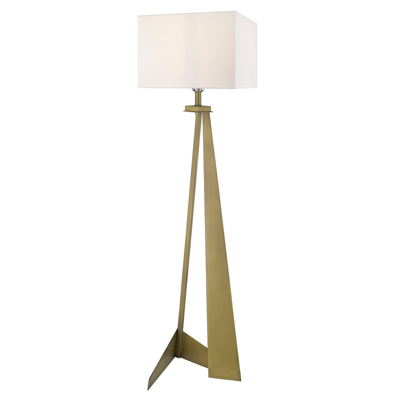 Traditional Shaped Floor Lamp With White Novelty Shade - Brass