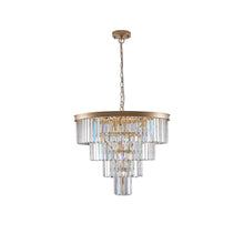 Load image into Gallery viewer, Metal Twelve Light Chandelier With Shades - Gold
