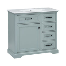 Load image into Gallery viewer, 36" Bathroom Vanity With Sink, 2 Tip Out Drawers, Soft Close Hinges
