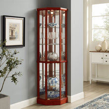 Load image into Gallery viewer, 6 Shelf Lighted Corner Curio Cabinet With Adjustable Tempered Glass Shelves And Mirror Back (E26 Light Bulb Not Included)
