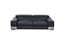 Load image into Gallery viewer, With Silver Legs Sofa Italian Leather - Black
