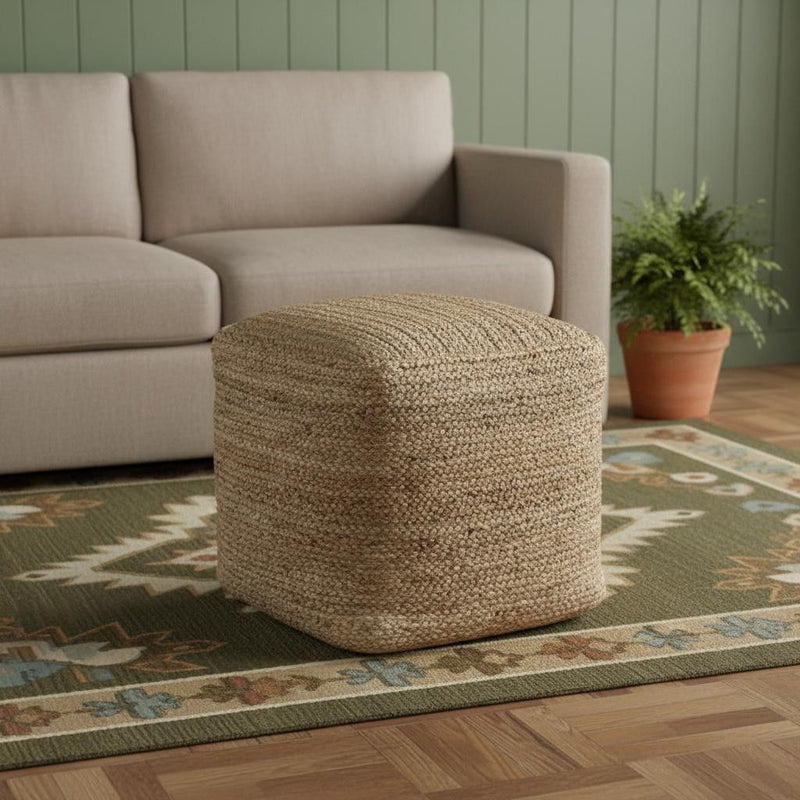 Upholstery Pouf Ottoman - Beige