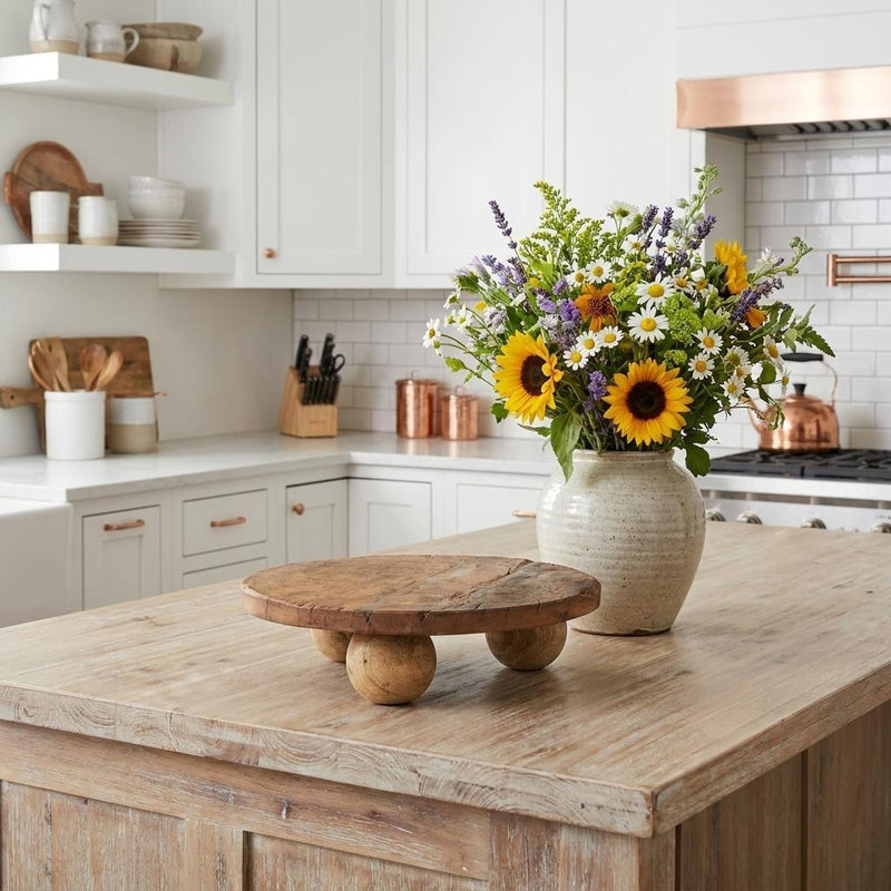 Reclaimed Wood Hand Finished Round Riser Tray (731283) - Brown