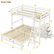Load image into Gallery viewer, Bunk Bed With Built In Desk And 3 Drawers
