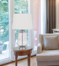 Load image into Gallery viewer, Metal Cylinder Table Lamp With White Empire Shade - Nickel
