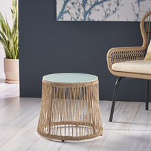 Load image into Gallery viewer, Boho Southport - Side Table With Glass Top
