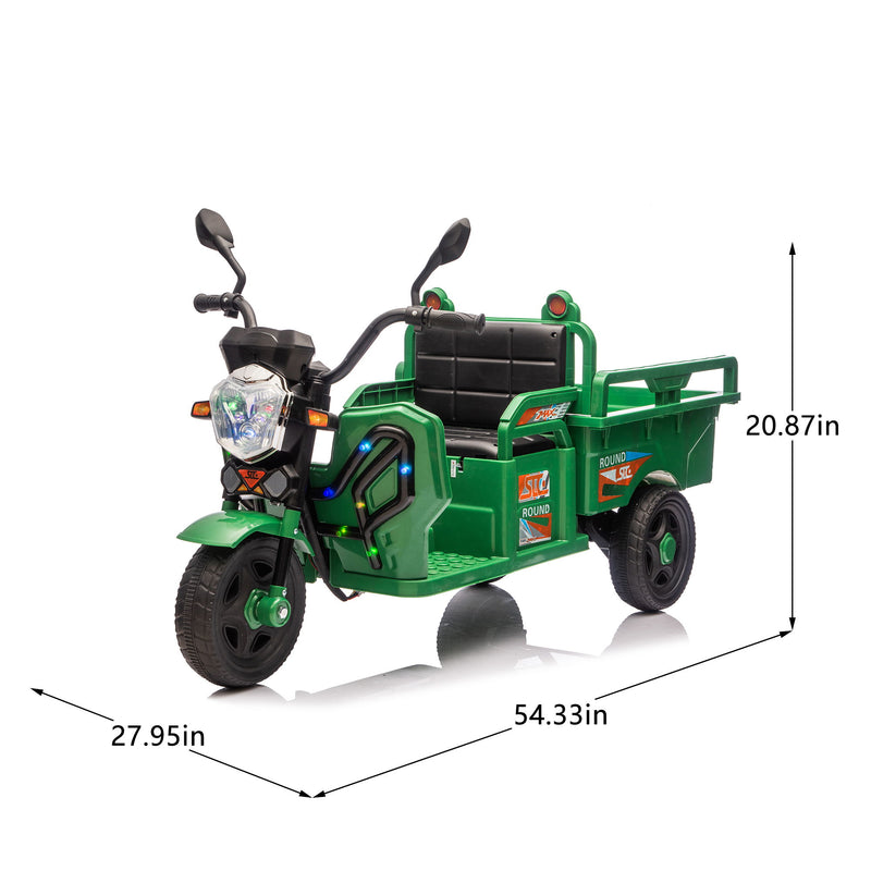 12V Kids Electric 3 Wheel Cargo Truck With LED Lights & Music