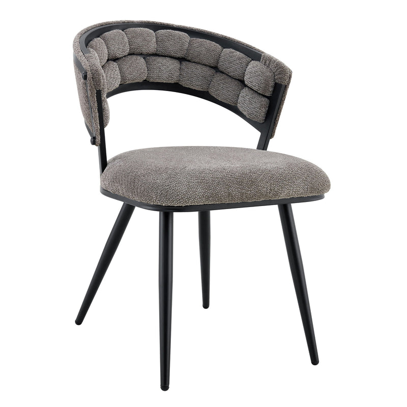 Velvet Metal Partially Open Back Dining Side Chairs (Set of 2) - Gray / Black
