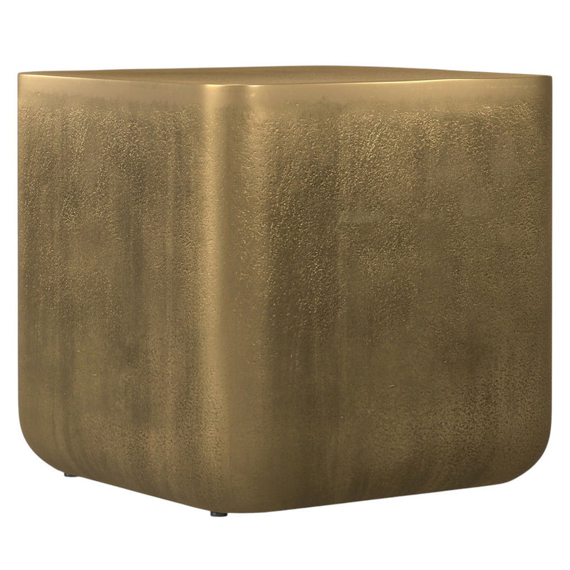 Aluminum Square End Table - Antiqued Brass