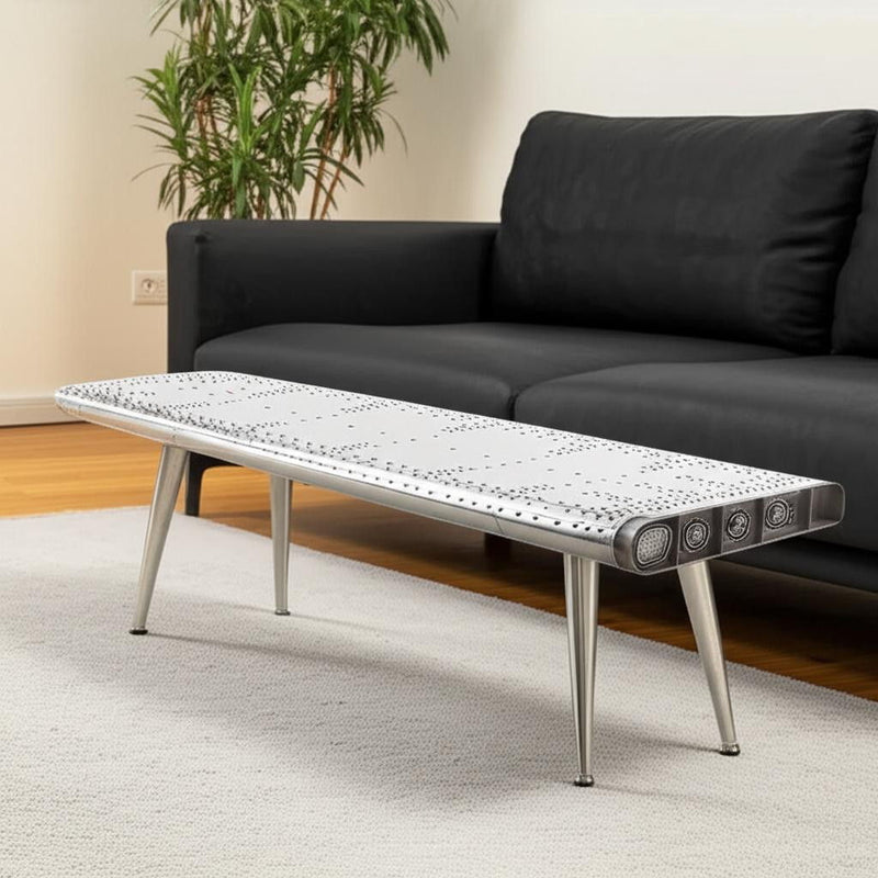 Aluminum And Metal Coffee Table - Silver