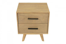 Load image into Gallery viewer, Contemporary Nightstand With Two Drawers - Natural Light Mocha
