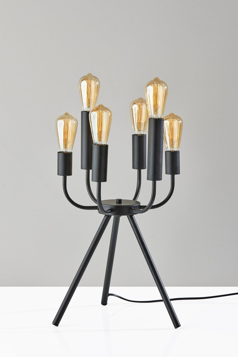 24" Six Light Tripod Table Lamp - Black