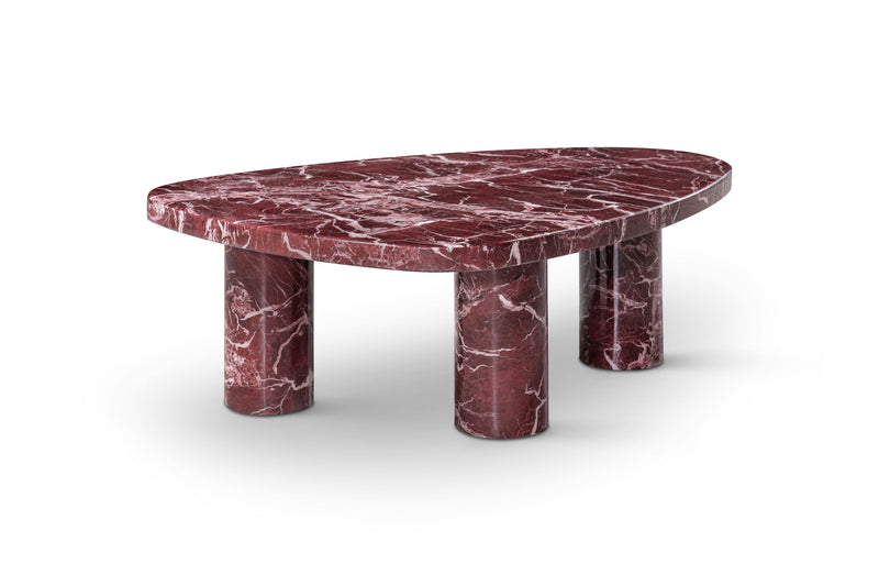 Marble Triangular End Table - Red