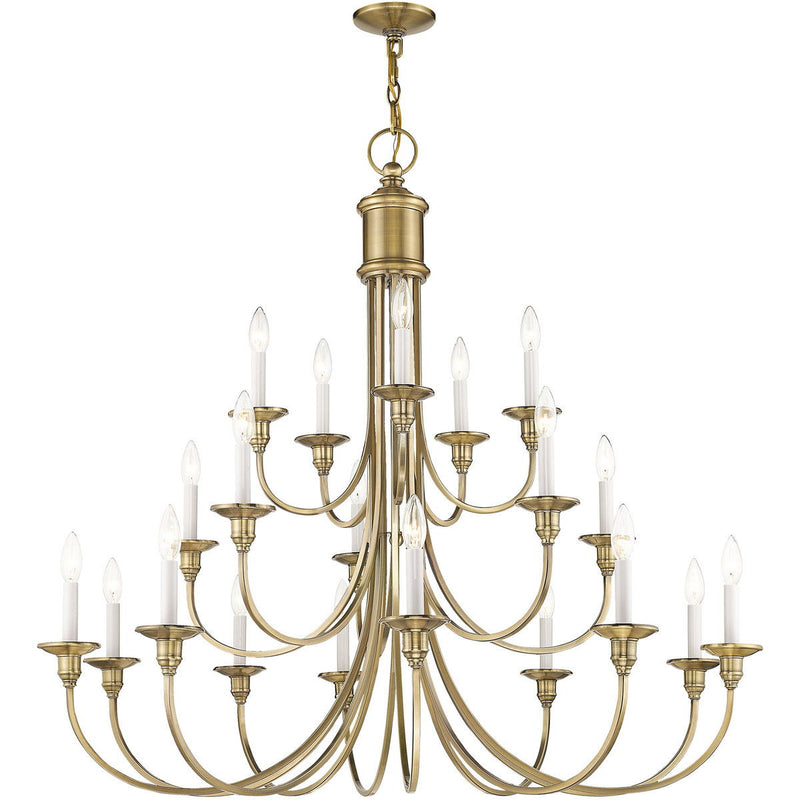 40" Multi Light Dimmable Chandelier With Shades - Antiqued Brass