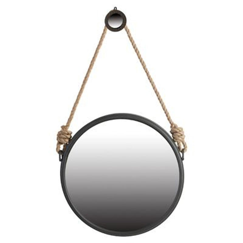 Round Accent Metal Mirror - Black / Silver